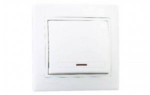 Выключатель 1-кл. СП Mira 10А IP20 с подсветкой с бел. вставкой бел. LEZARD 701-0202-111